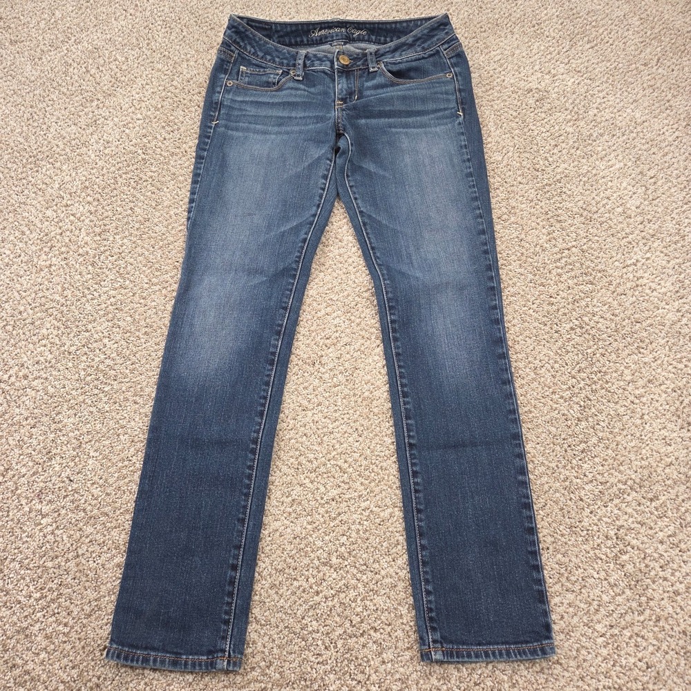 American‎ Eagle Low Rise Skinny Jeans Stretch Women's 4 REG Blue Dark Wash Denim